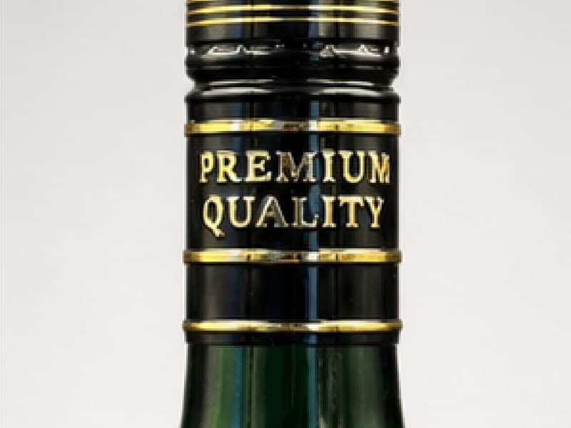 Signature Emboss closure fitted to a green glass bottle