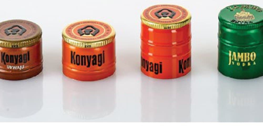 Short aluminium ROPP caps decorated for spirits brands